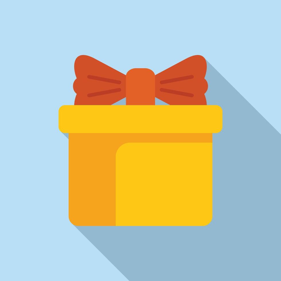 Ribbon gift box icon flat vector. Shop delivery offer vector