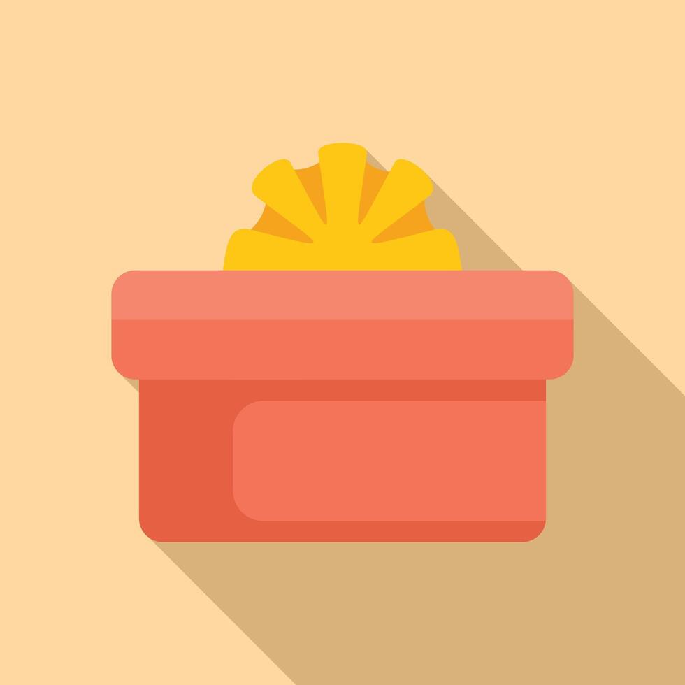 Object gift box icon flat vector. Ribbon package vector