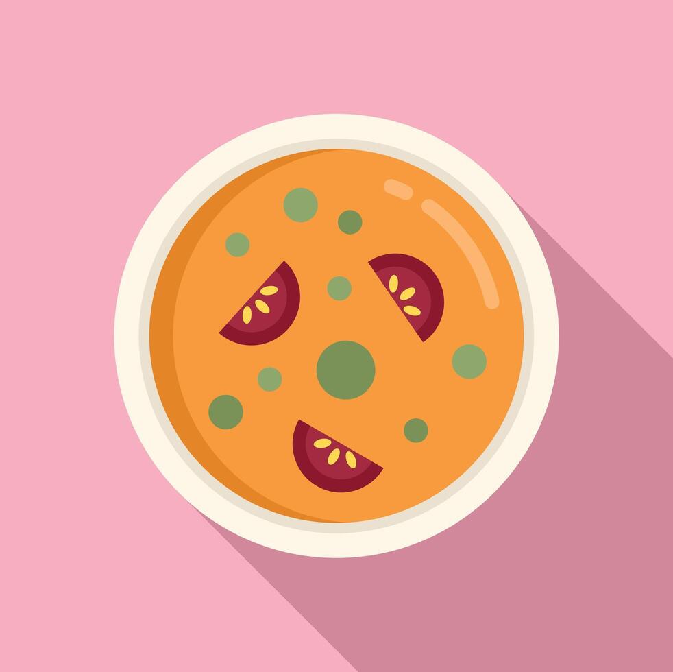 Cooking food icon flat vector. Cream soup bowl vector