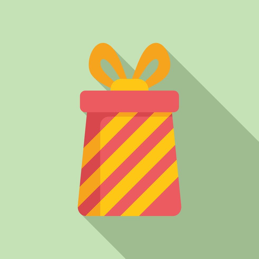 Golden gift box icon flat vector. Offer object vector