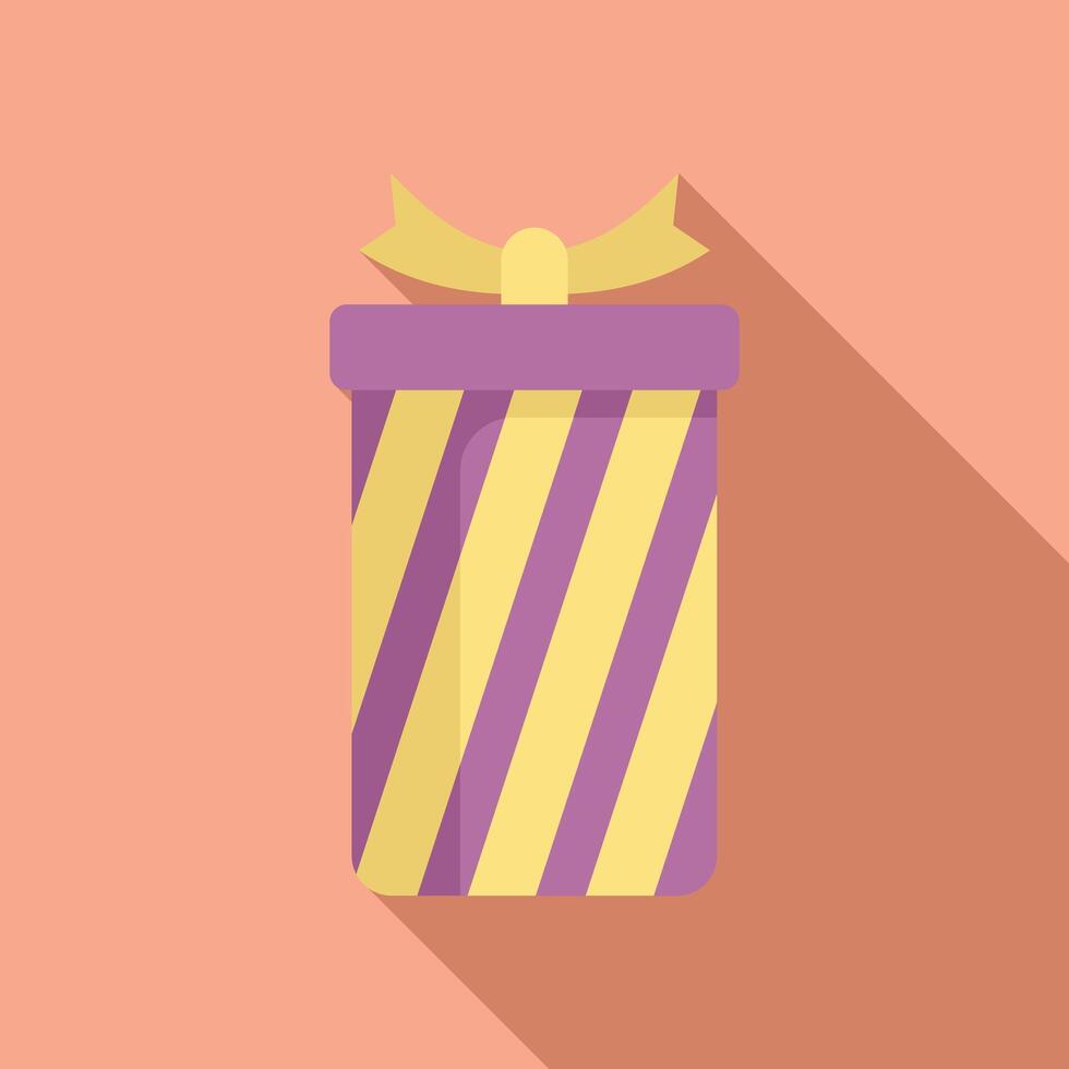 Party gift box icon flat vector. Package ribbon vector