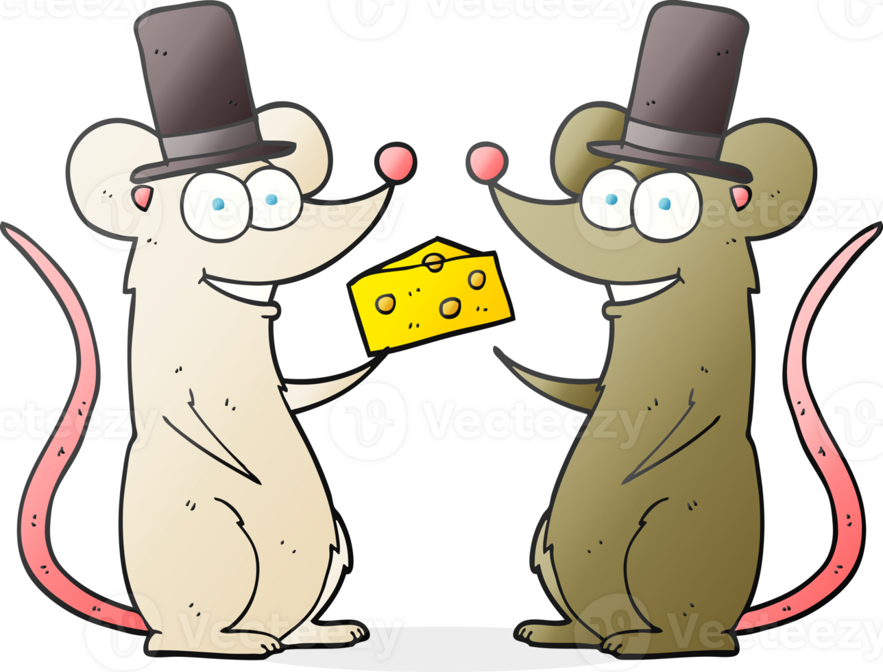 hand drawn cartoon mice with cheese png
