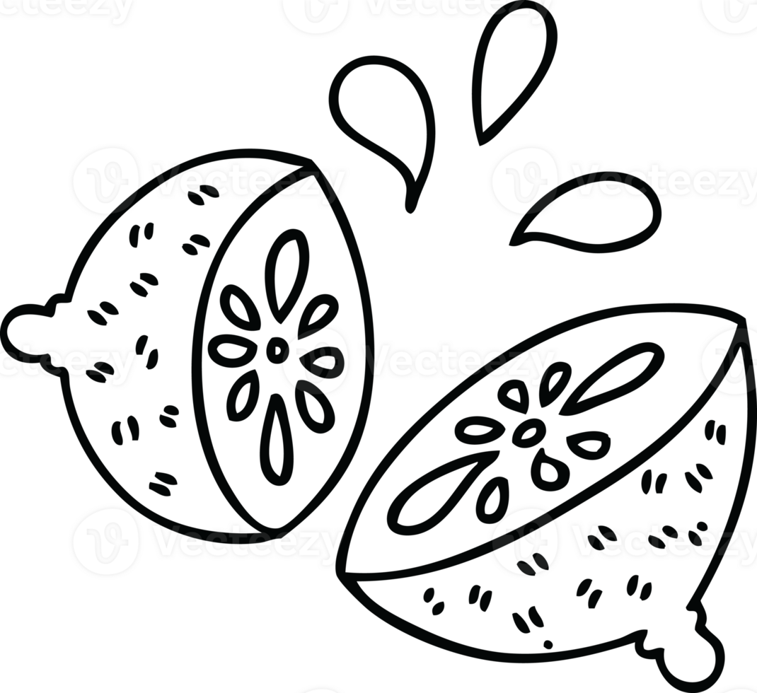 line drawing quirky cartoon lemon png