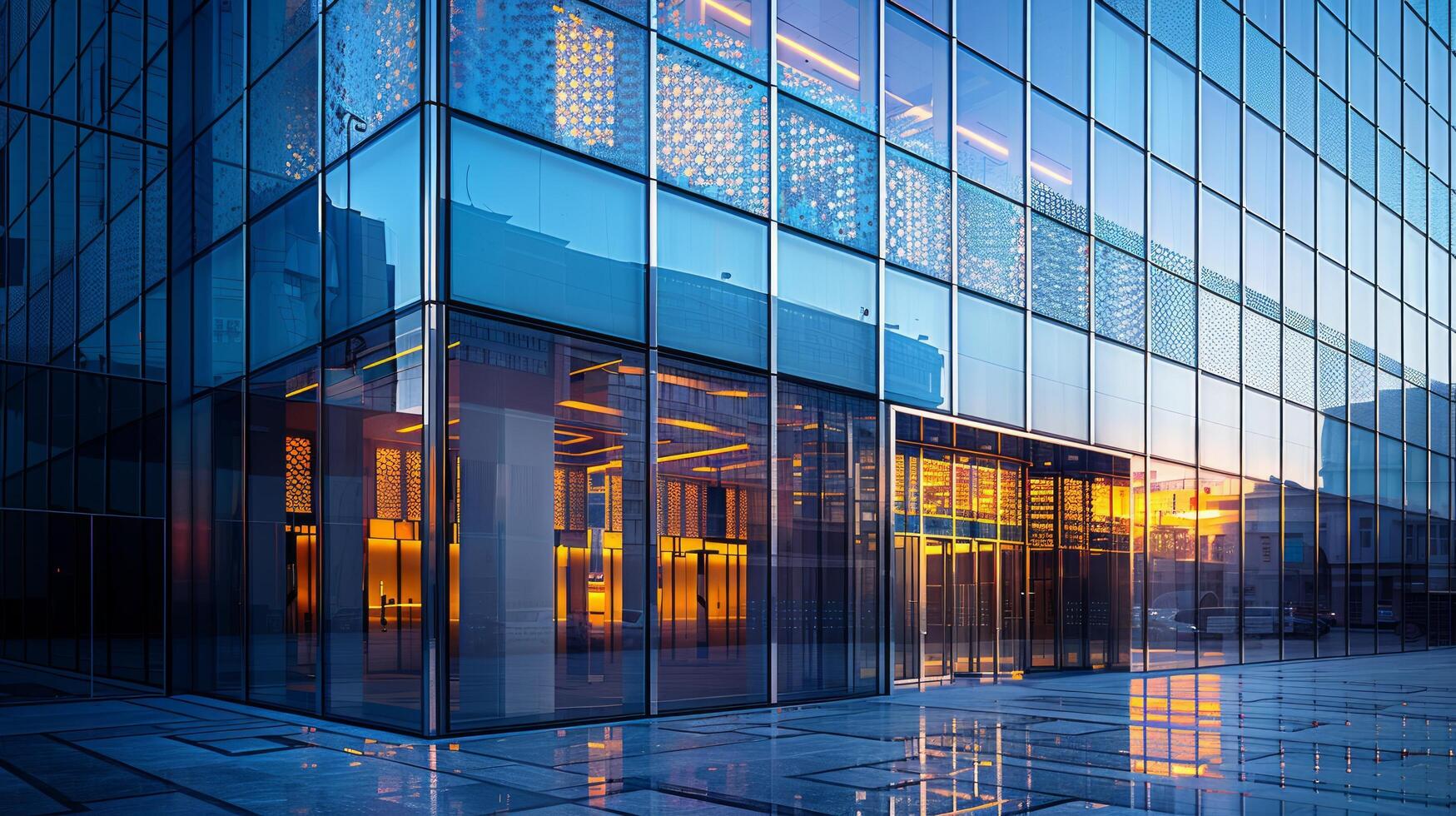AI generated Tall Building Illuminated With Lights photo