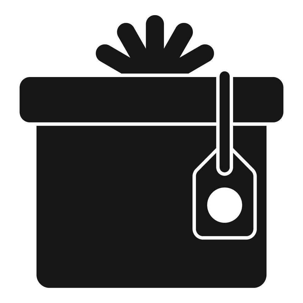 Price tag gift box icon simple vector. Parcel festivity vector