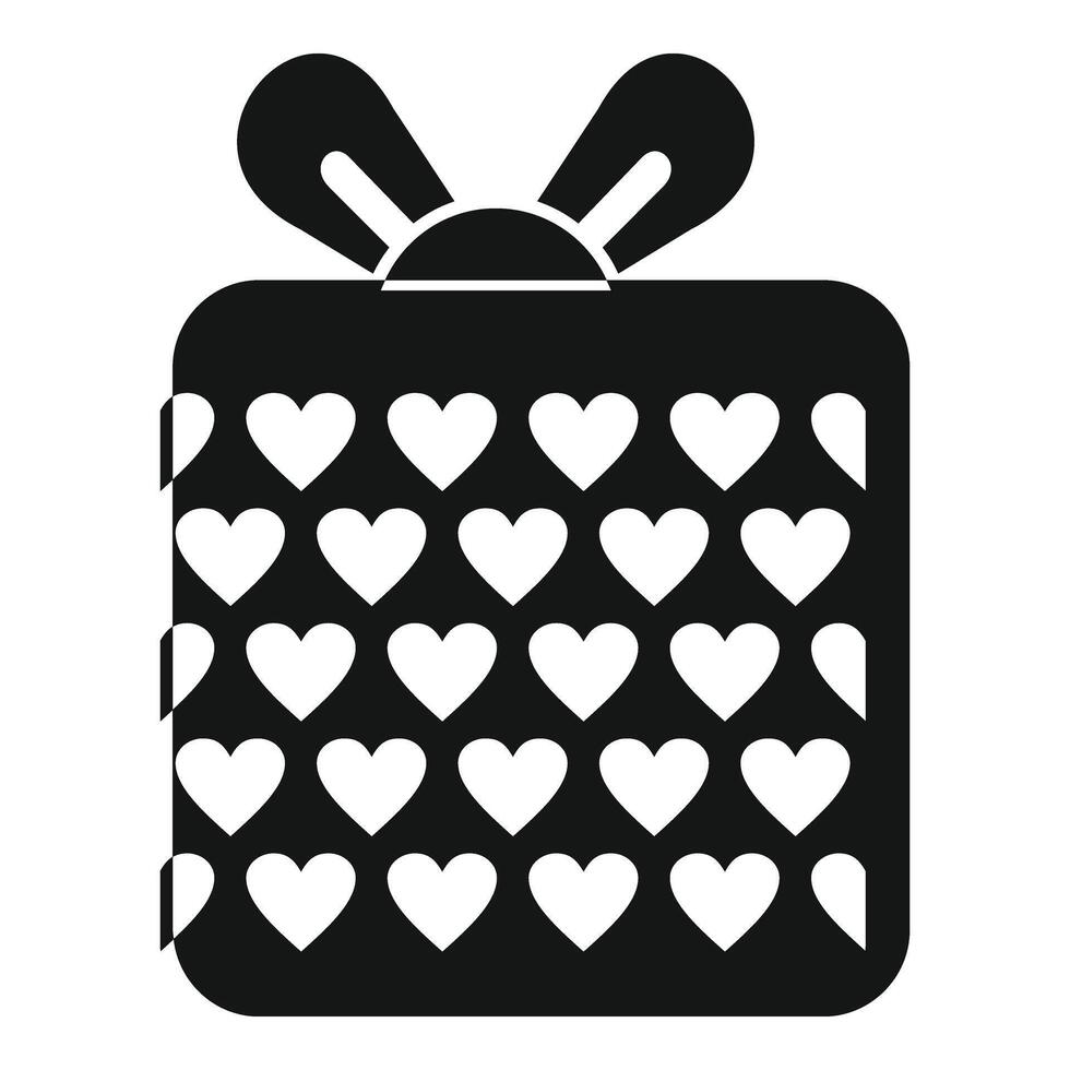 Heart valentine birthday icon simple vector. Ribbon gift box vector
