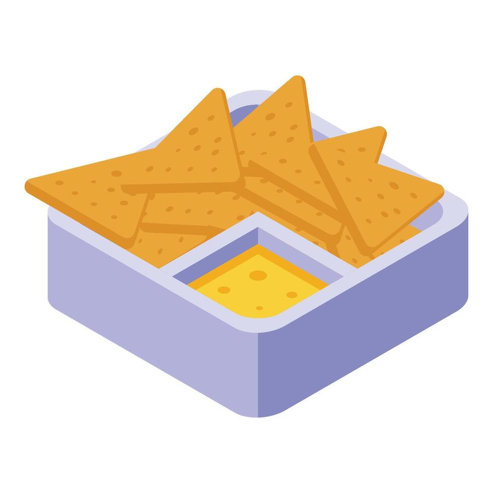 Restaurant nachos icon isometric vector. Food pot plate vector