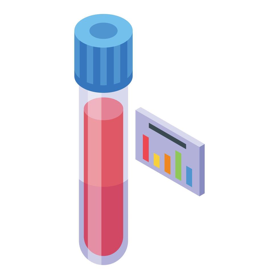 sangre prueba tubo icono isométrica vector. tratamiento historia vector