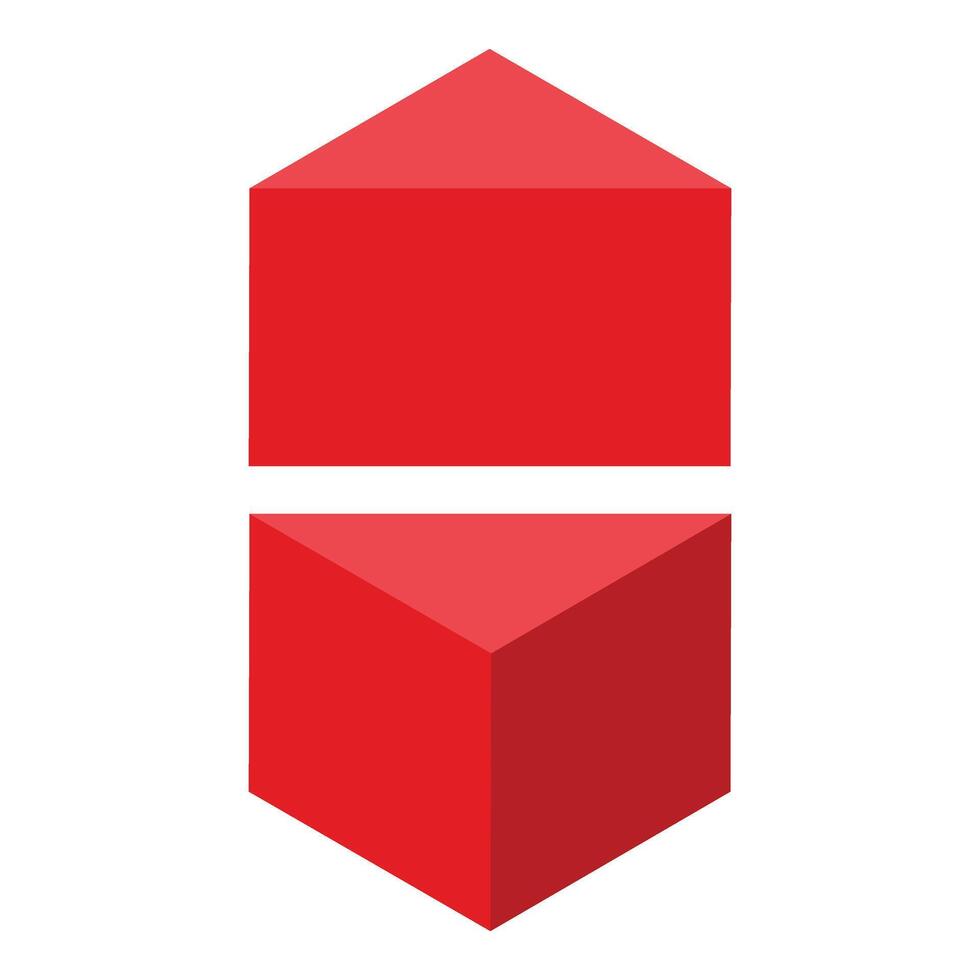 Red cubes development icon isometric vector. Color house vector