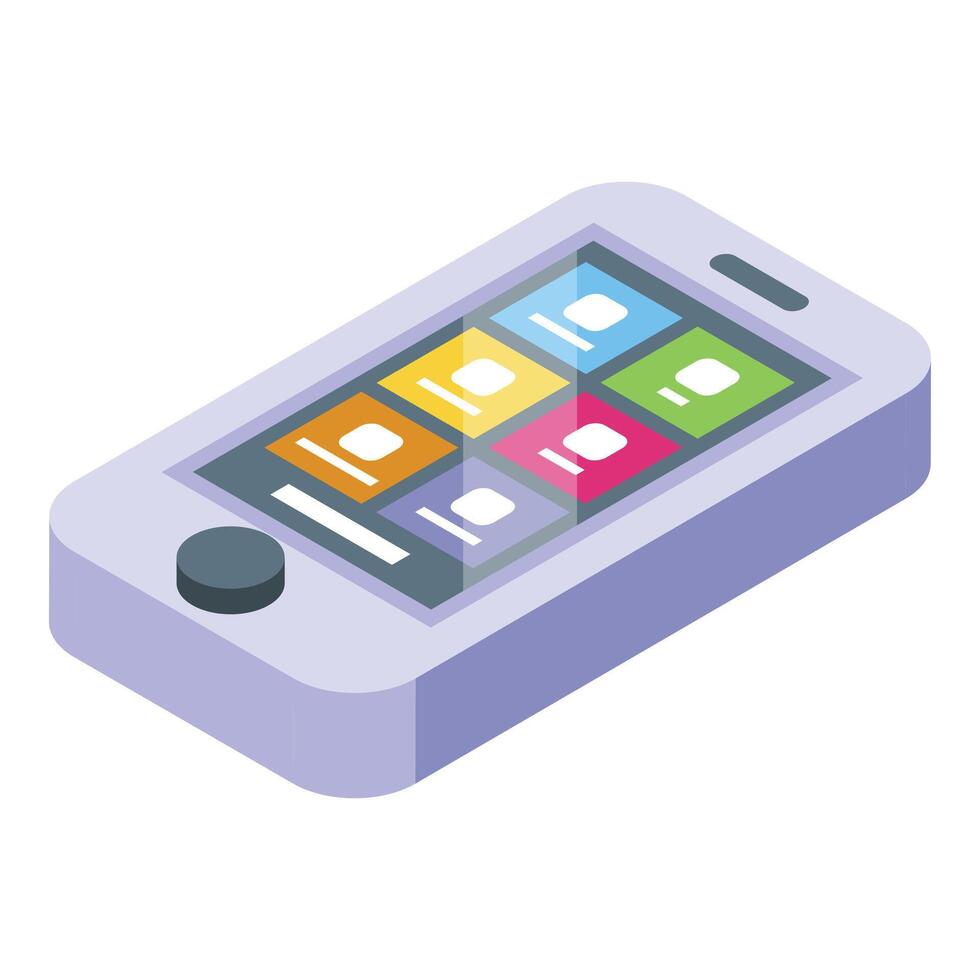 Bike android computer icon isometric vector. Lifestyle counter vector