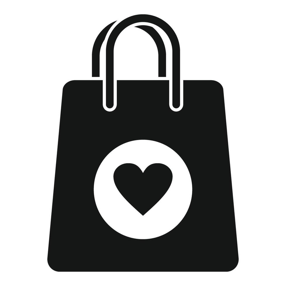 regalo corazón bolso icono sencillo vector. tarjeta arco paquete o empaquetar vector