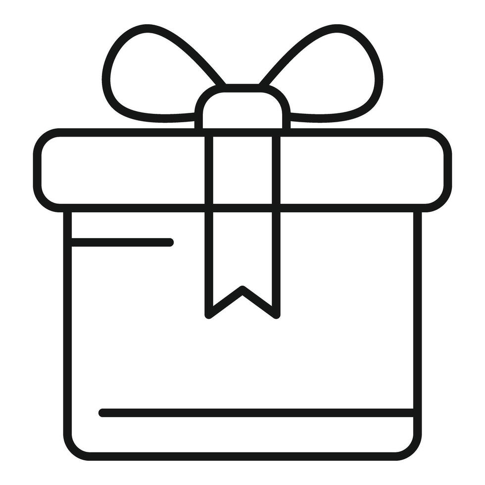 Offer gift box icon outline vector. Festivity offer party vector