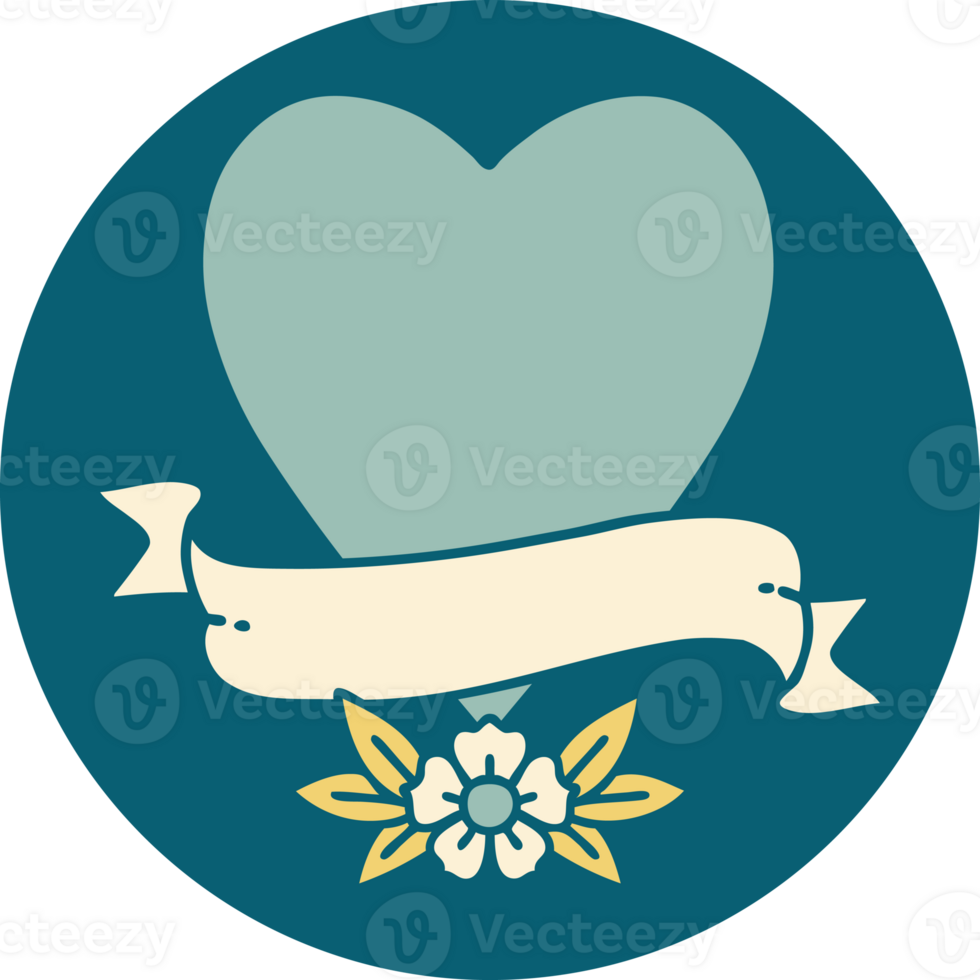 iconic tattoo style image of a heart and banner png