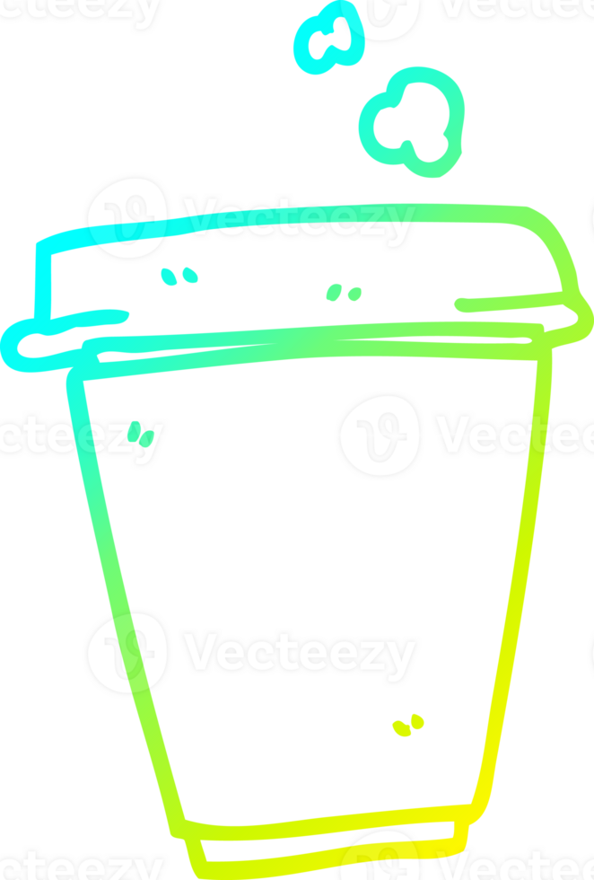 cold gradient line drawing of a cartoon coffee cup png