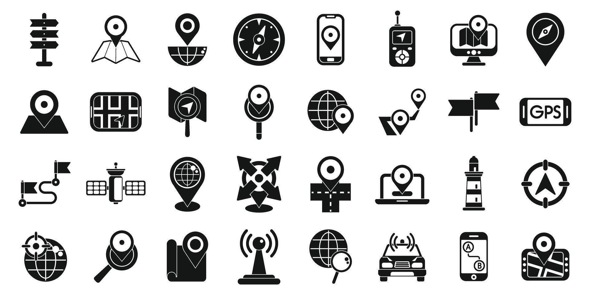 Geolocation icons set simple vector. Pin map location vector