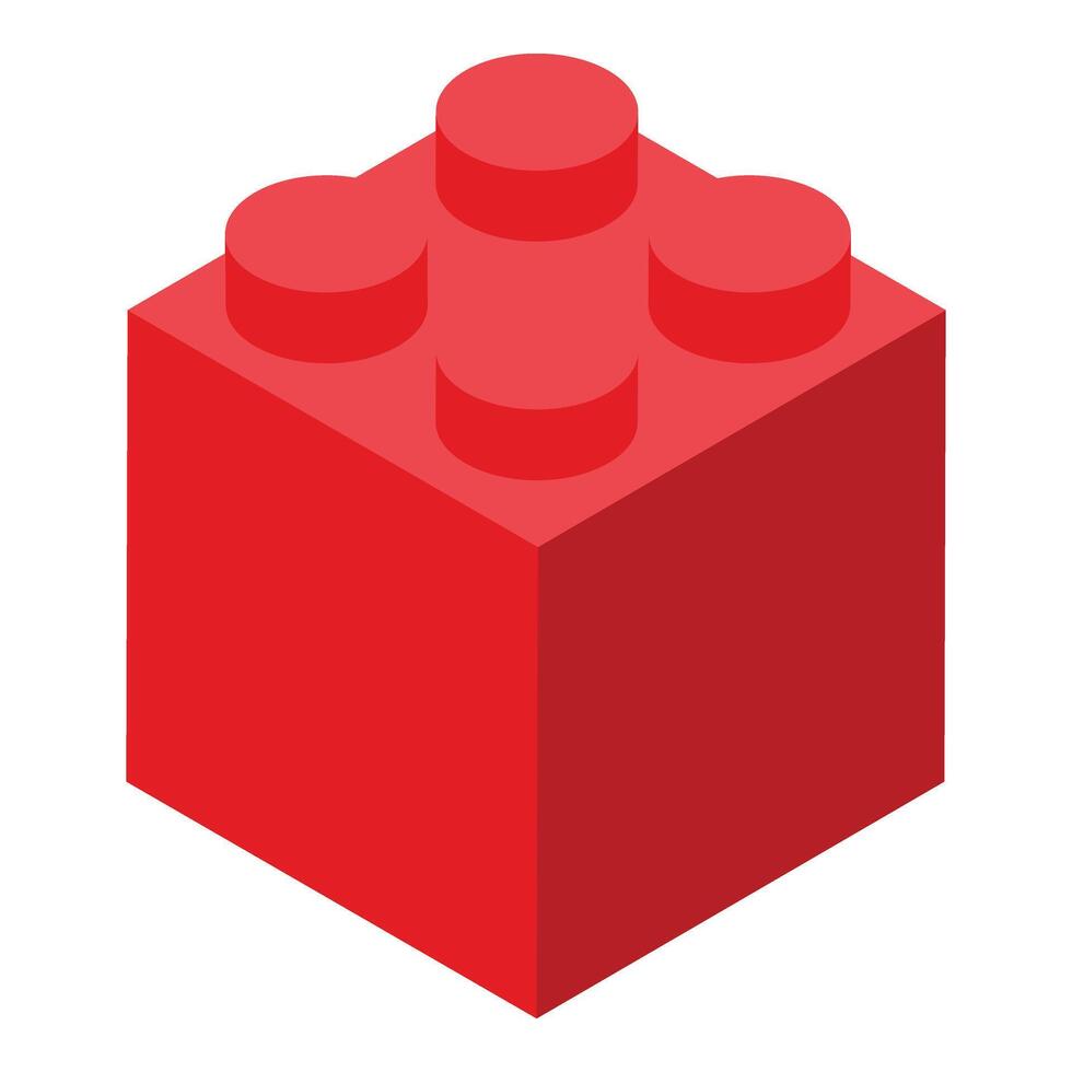 Red children block icon isometric vector. Brick game vector