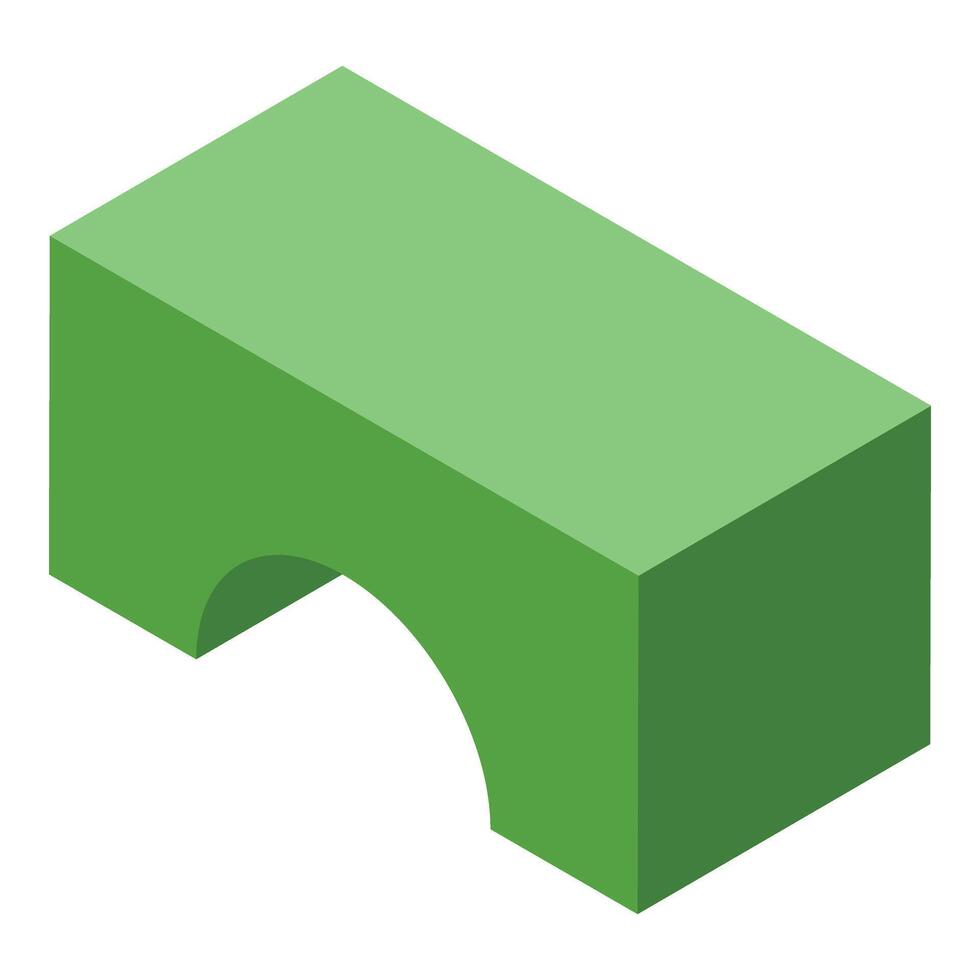 Green brick wall icon isometric vector. Shape education vector