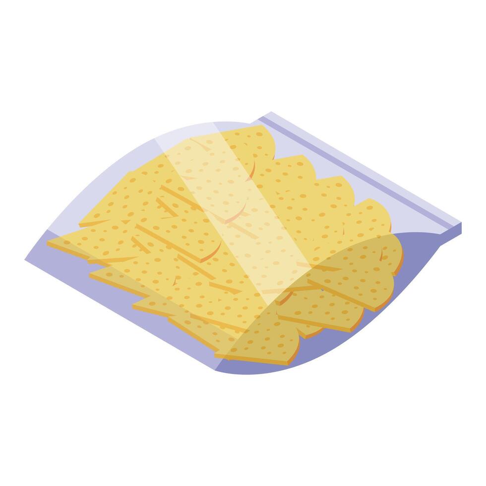 Nachos pack icon isometric vector. Bowl food vector