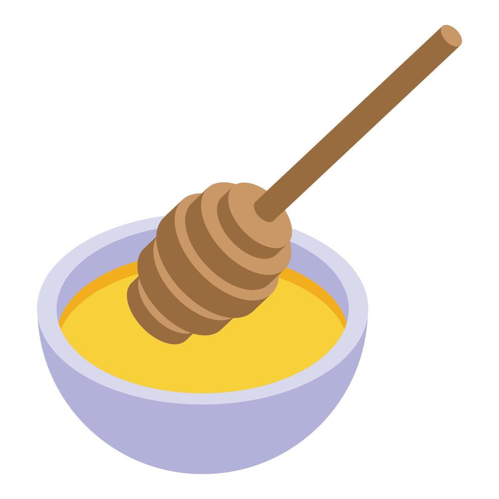 Honey bee wooden spoon icon isometric vector. Food apiculture vector