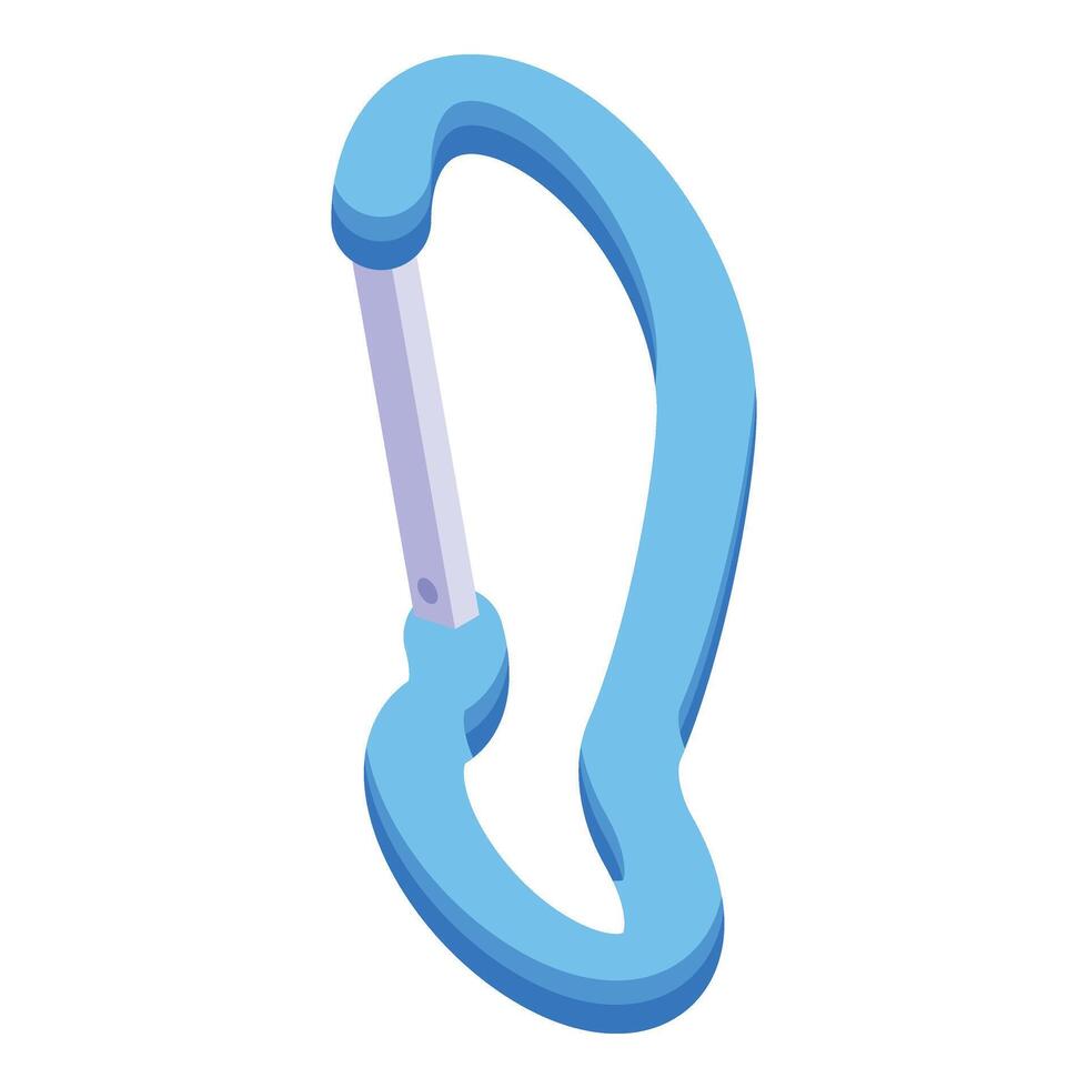 Safety carabine icon isometric vector. Snap silver adventure vector