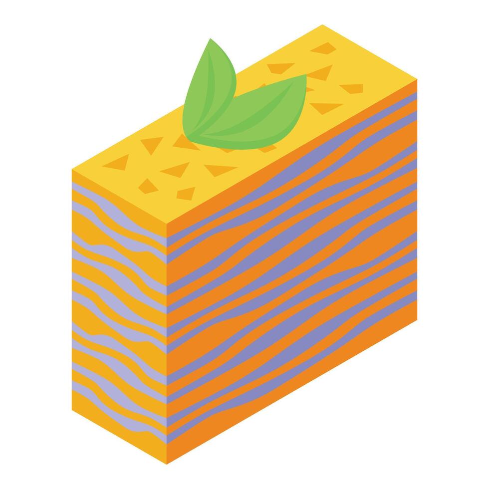 Napoleon cake menthol icon isometric vector. Pastry cream vector