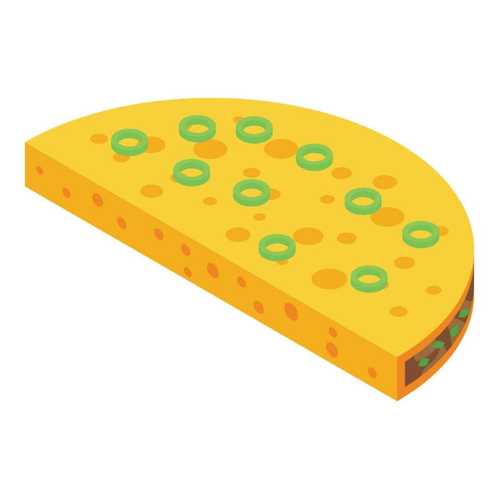 Half quesadilla icon isometric vector. Bread vegetable vector