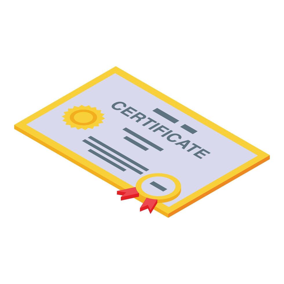 Medical graduation certificate icon isometric vector. Health record vector