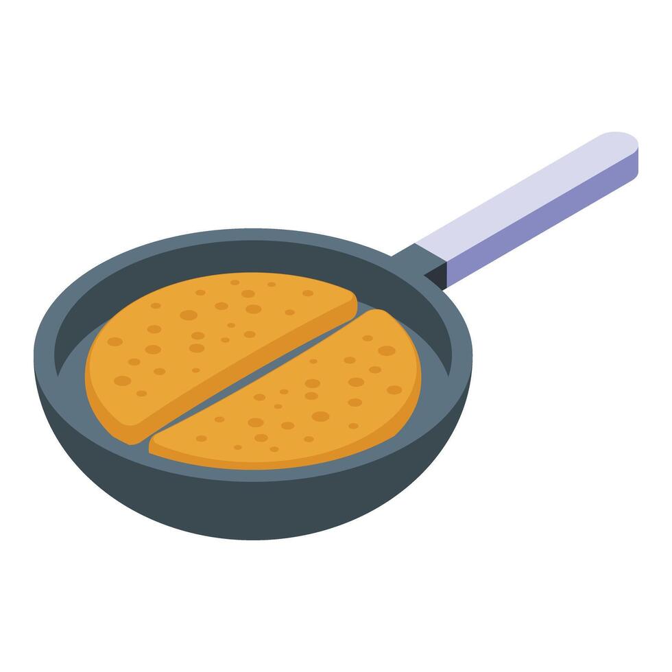 Quesadilla frying pan icon isometric vector. Meet healthy corn vector