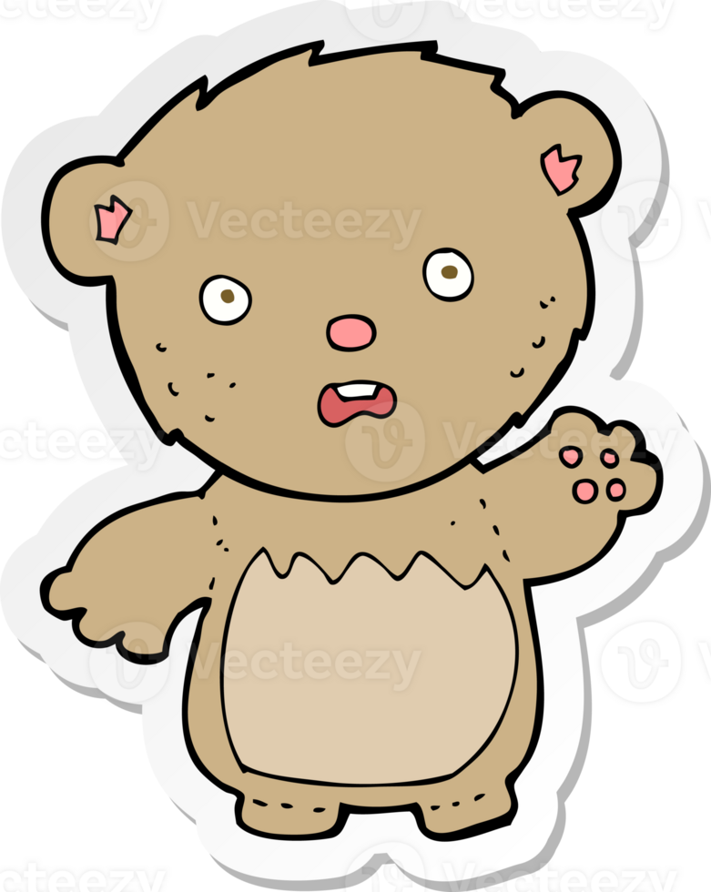 sticker of a cartoon worried teddy bear png