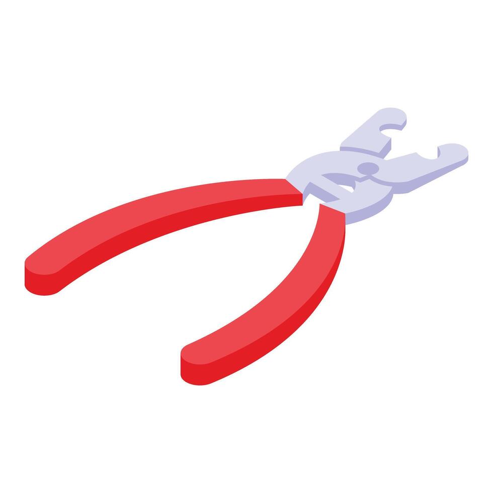 Red pliers icon isometric vector. Grooming care tool vector