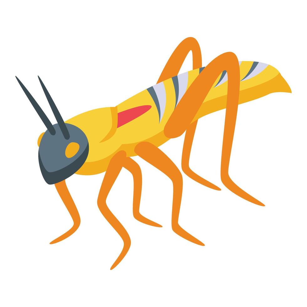 Figure gold grasshopper icon isometric vector. Nature art vector