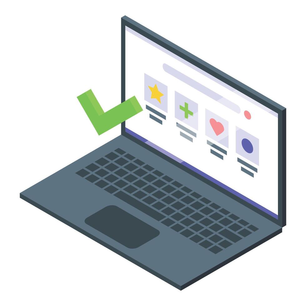 Laptop online marketing icon isometric vector. Workplace audit vector