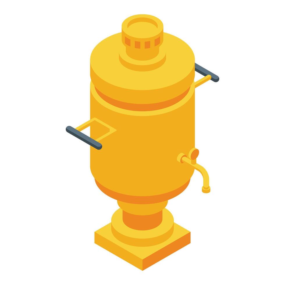 Golden samovar icon isometric vector. Pancake week vector