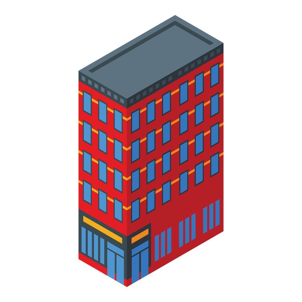 Red NYC building icon isometric vector. New York travel vector