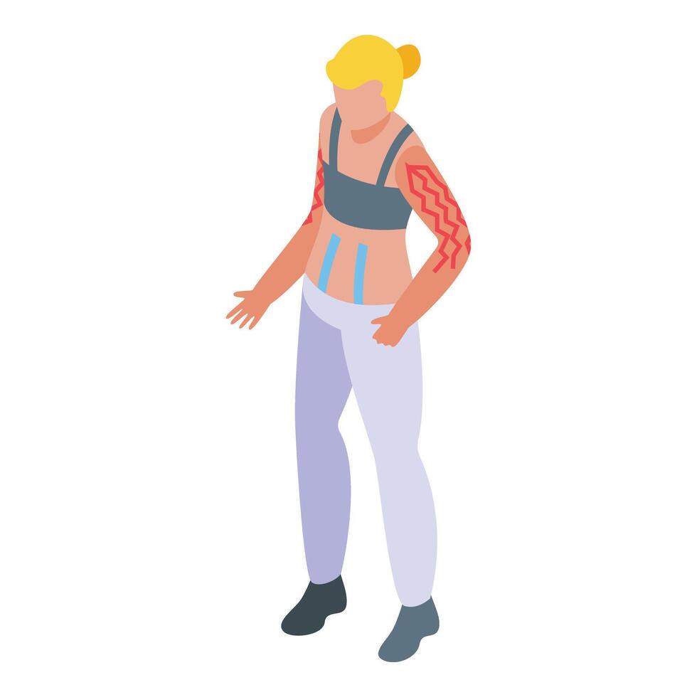 Woman muscle sport icon isometric vector. Elastic bandage vector