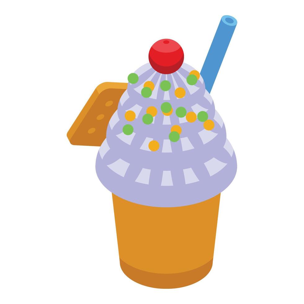 Cream sweet drink icon isometric vector. New York city food vector