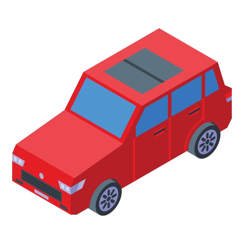 Red new car icon isometric vector. Auto dealer vector