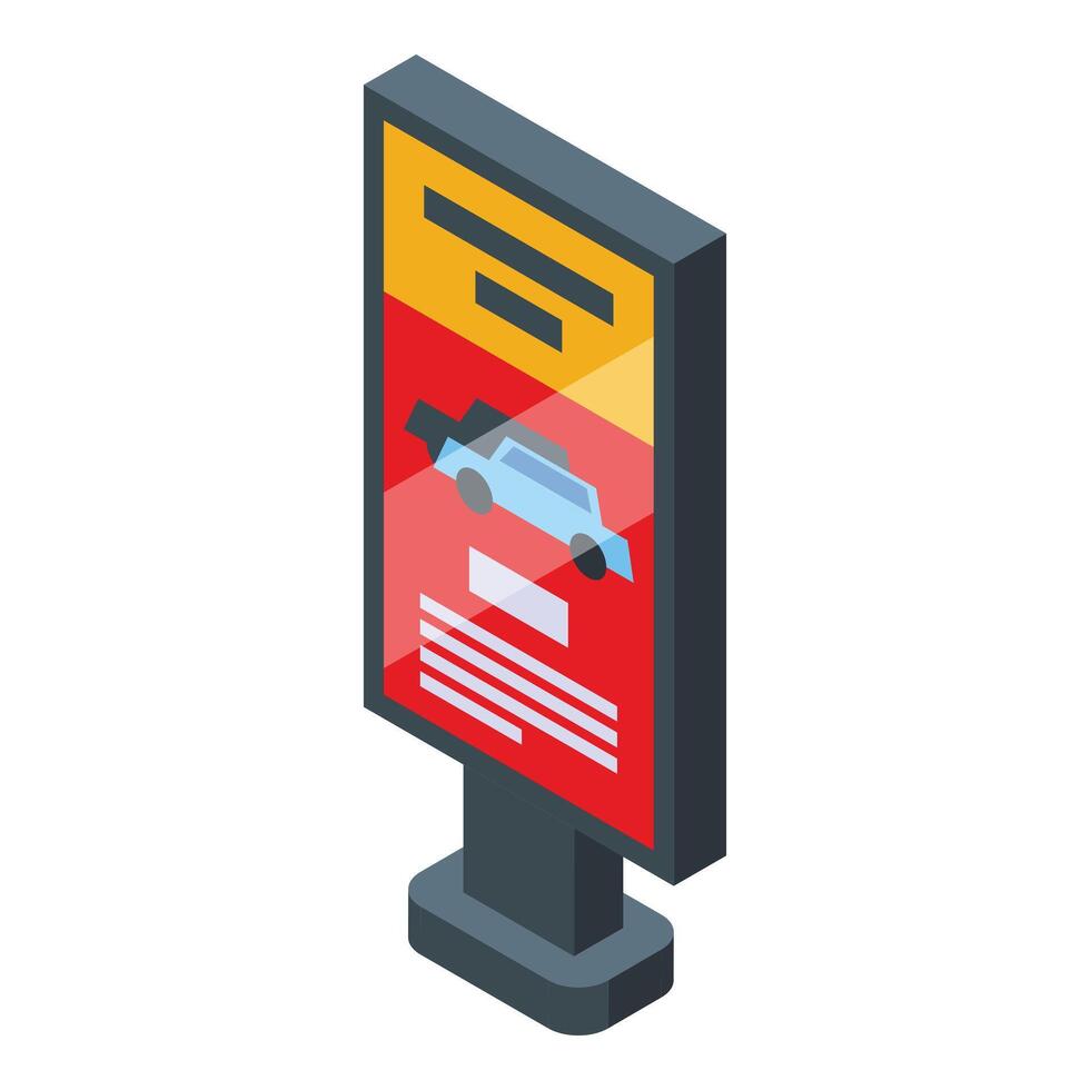 Street light board icon isometric vector. Car showroom vector