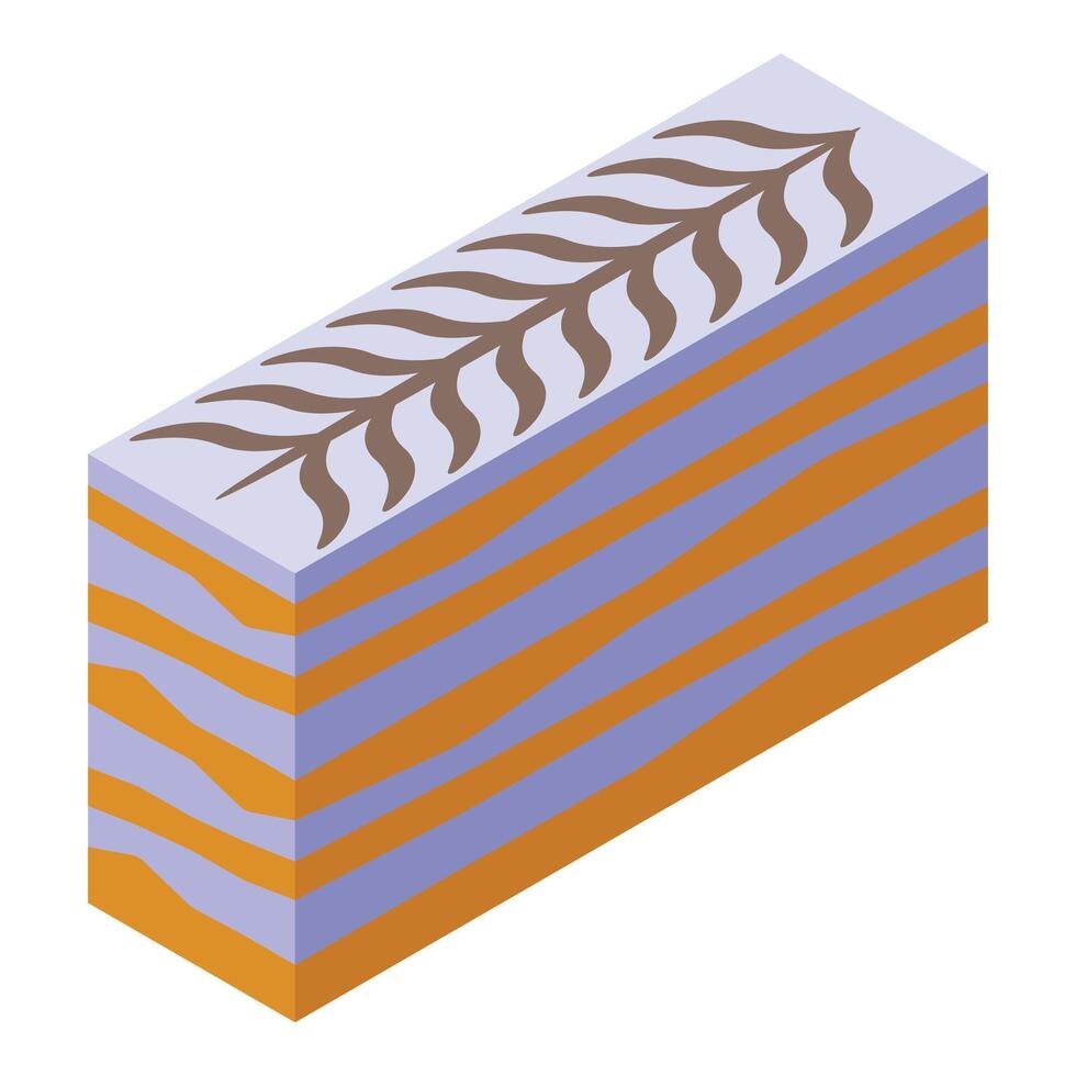 Small piece cake icon isometric vector. Napoleon food vector
