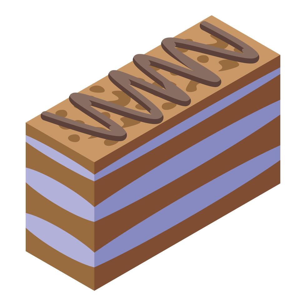Cream cocoa cake icon isometric vector. Napoleon dessert vector