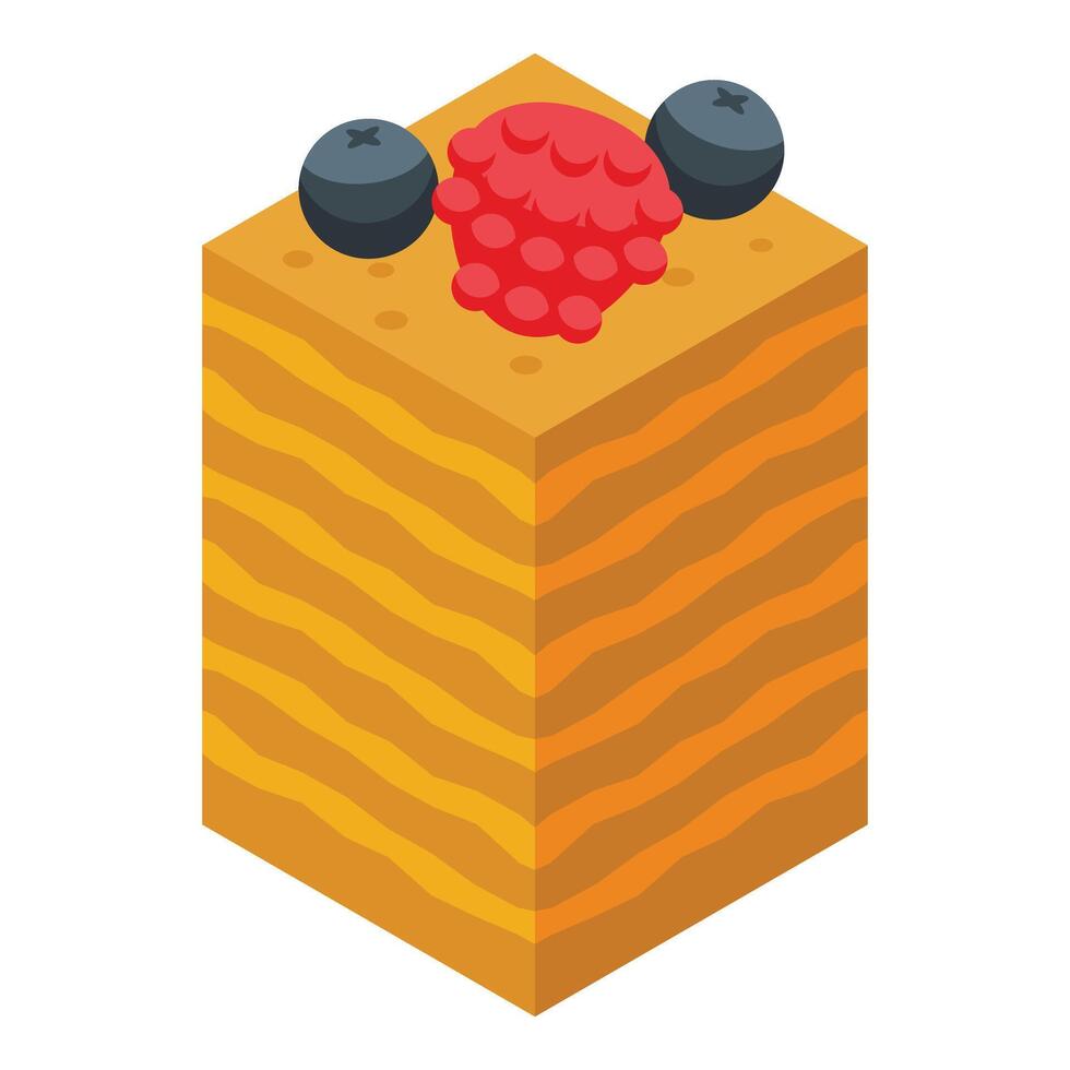 Tasty napoleon cake icon isometric vector. Tasty cafe bakery vector