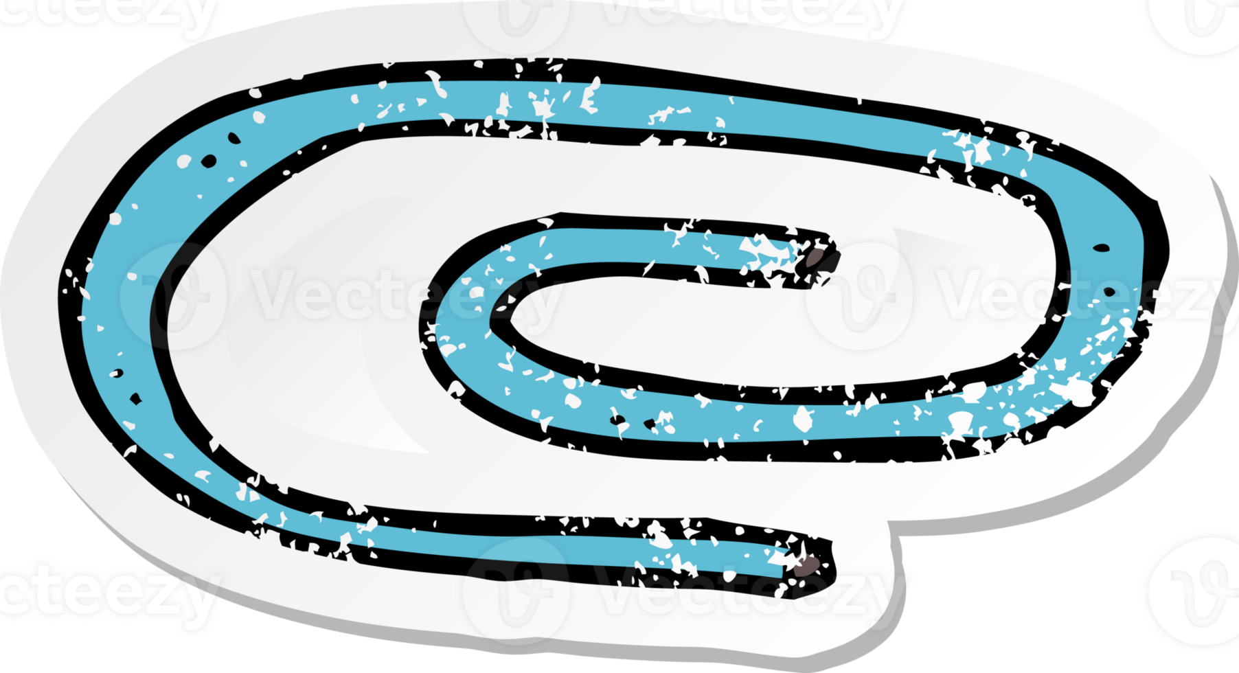 retro distressed sticker of a cartoon paperclip png