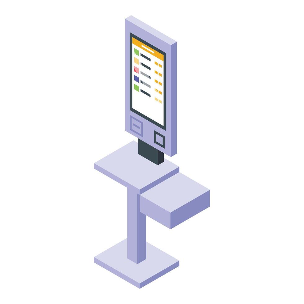 Panel device service icon isometric vector. Check touch monitor vector