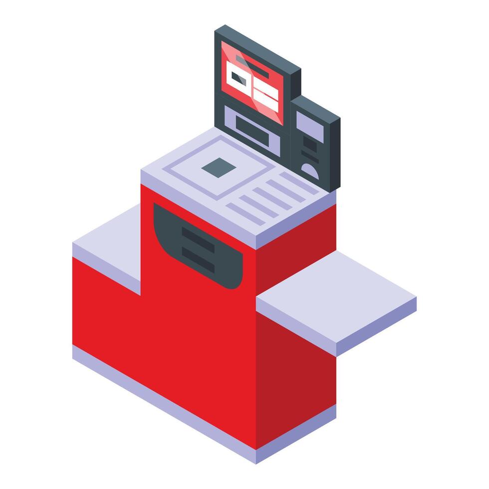 Screen self monitor icon isometric vector. Serve store vector