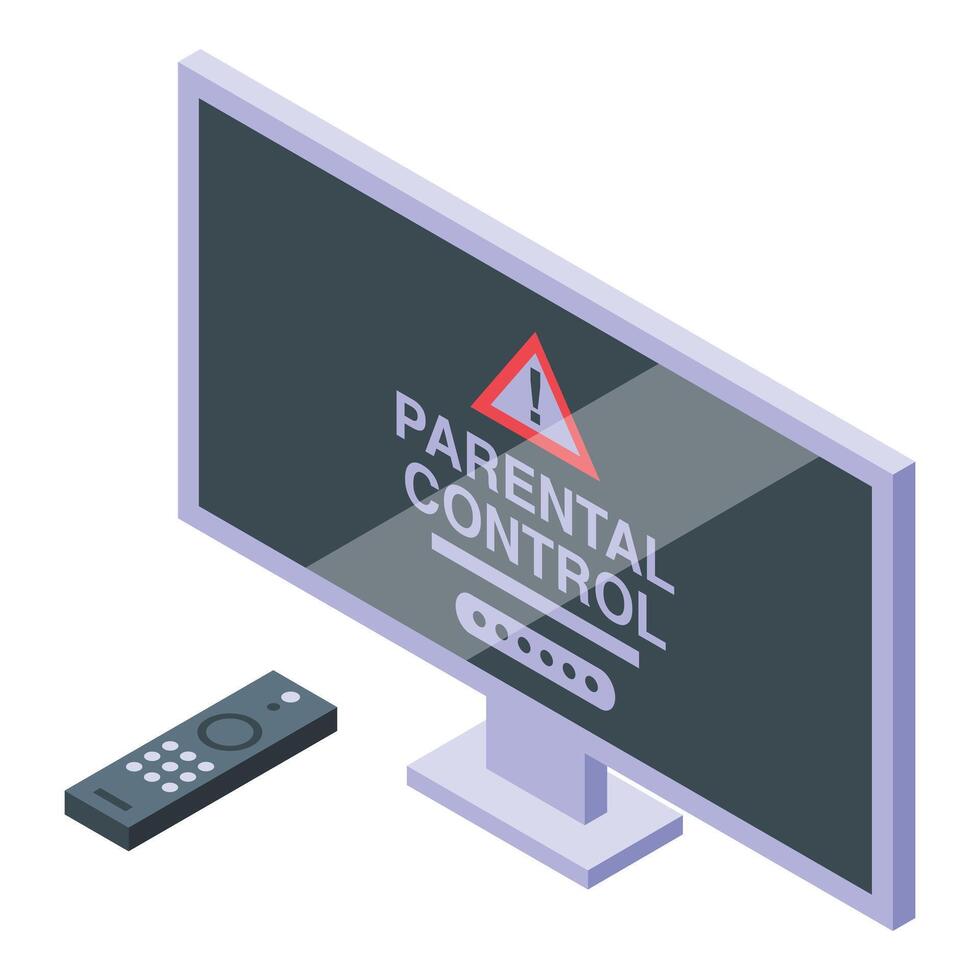 Tv parental control icon isometric vector. Children online vector