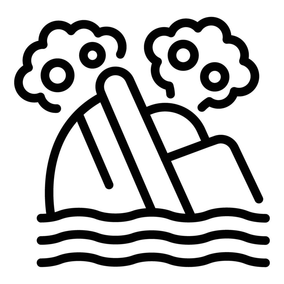 Big ship disaster icon outline vector. Cruise wreck vector