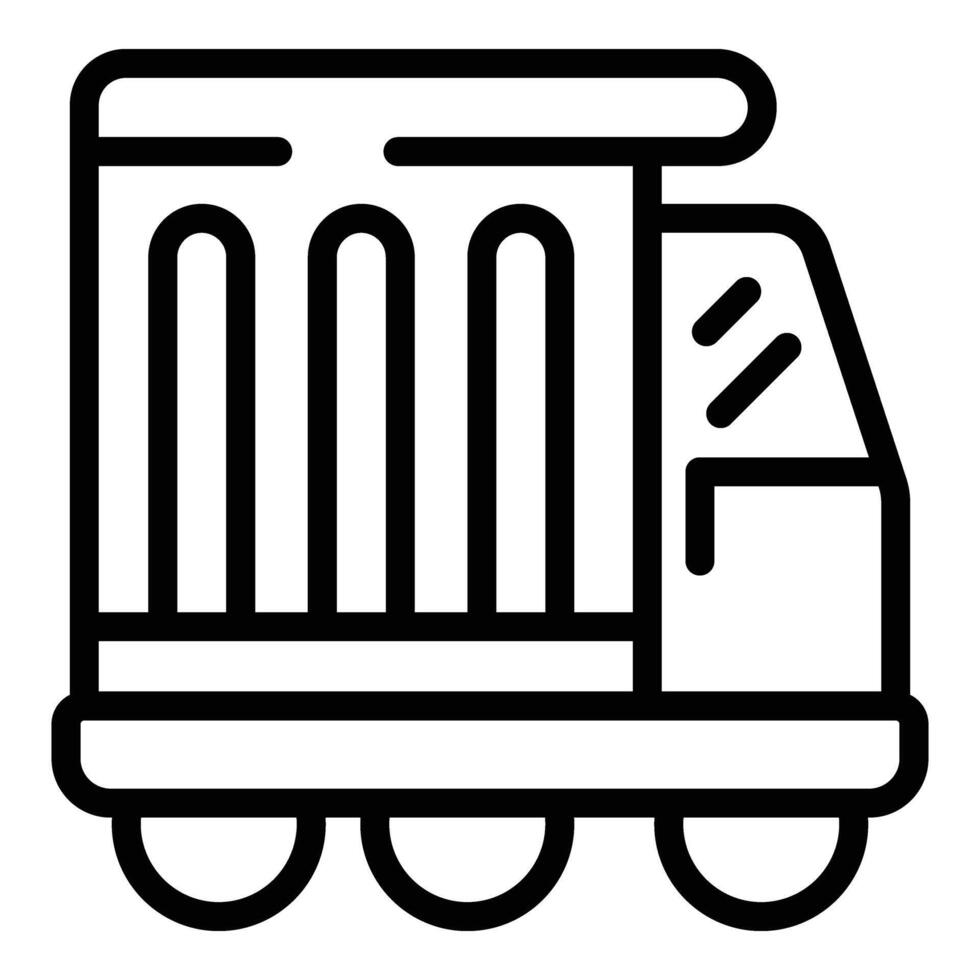 Container auto load icon outline vector. Transport tipper vector