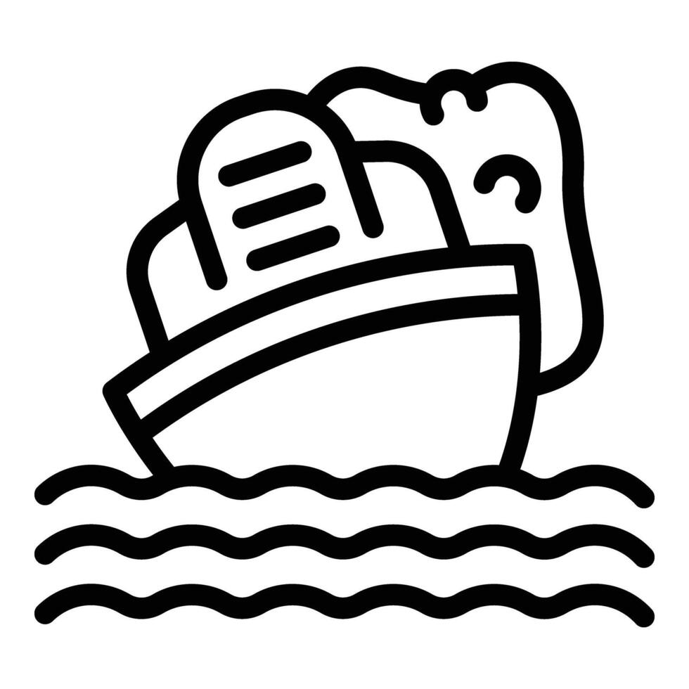 Ship survival icon outline vector. Oceanic wreck vector