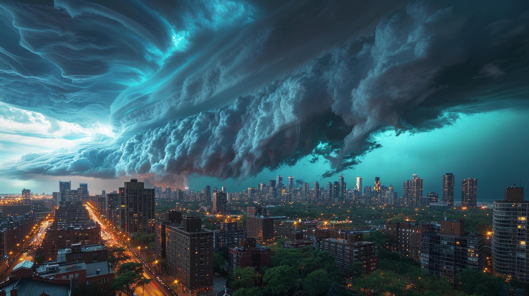 AI generated Approaching Storm Over City at Night photo