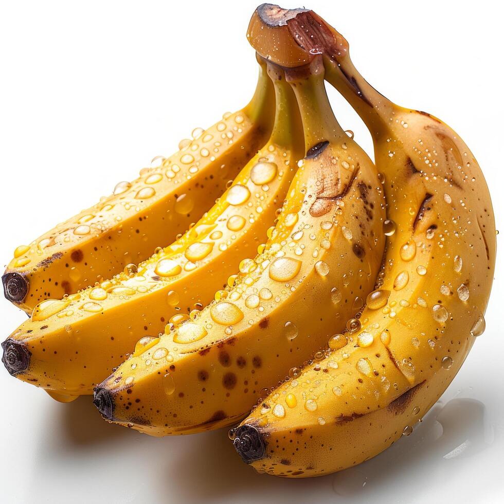 AI generated Ripe Bananas With Water Droplets photo